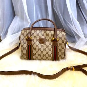 Boston Shouldee Rare Find Brown Red Monogram Canvas Leather